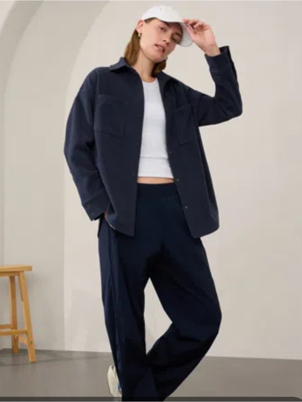 Athleta Overlook Microfleece Navy Shirt Jacket